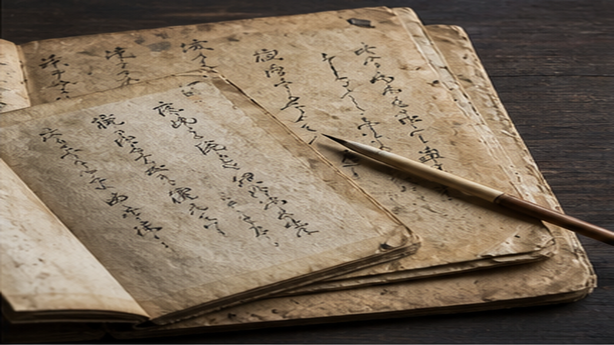 利休百首の出典確認をイメージした古文書のイメージ画像