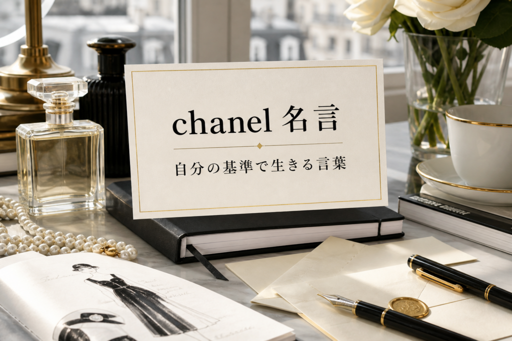 chanel 名言の要点を伝えるノートと香水のイメージ画像