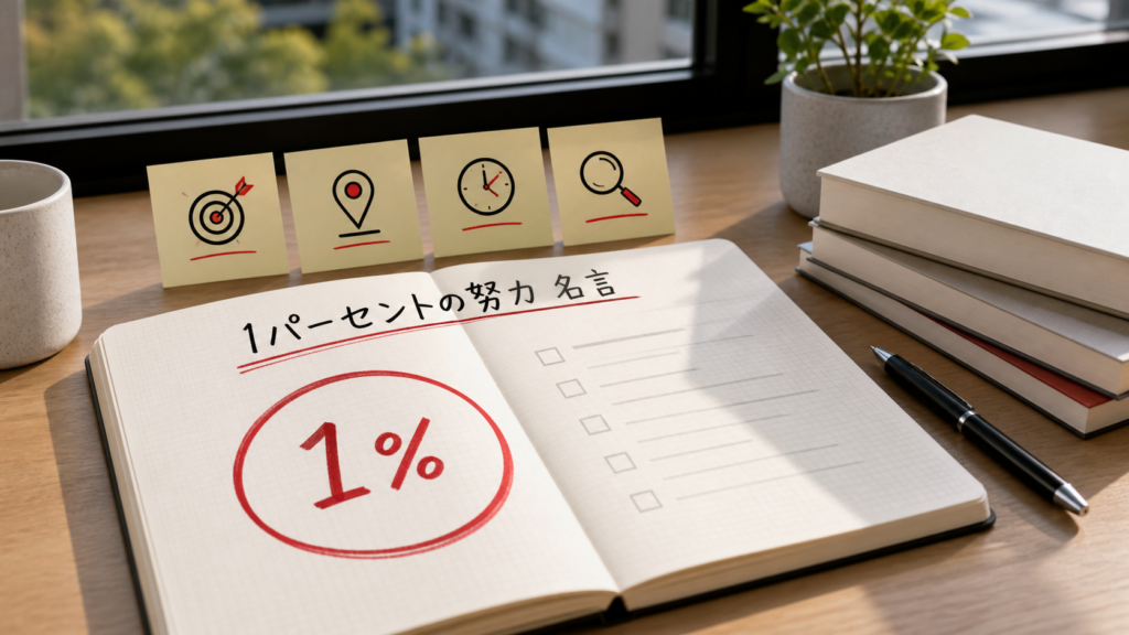1パーセントの努力の名言から努力する場所を選ぶことを示すイメージ画像