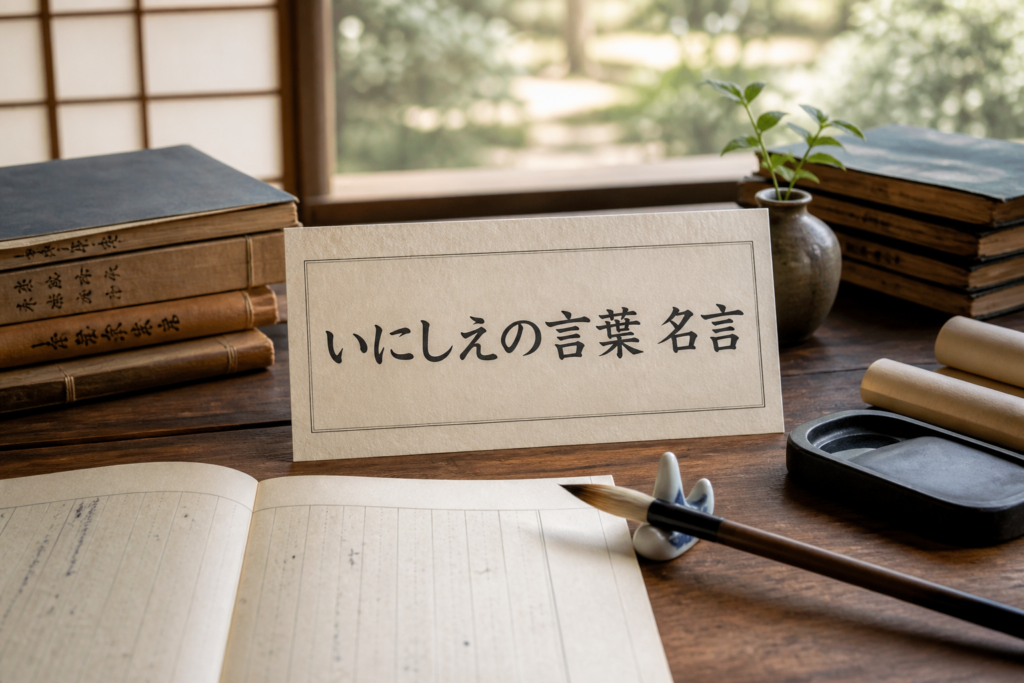 いにしえの言葉 名言を古典の本と筆で表したイメージ画像