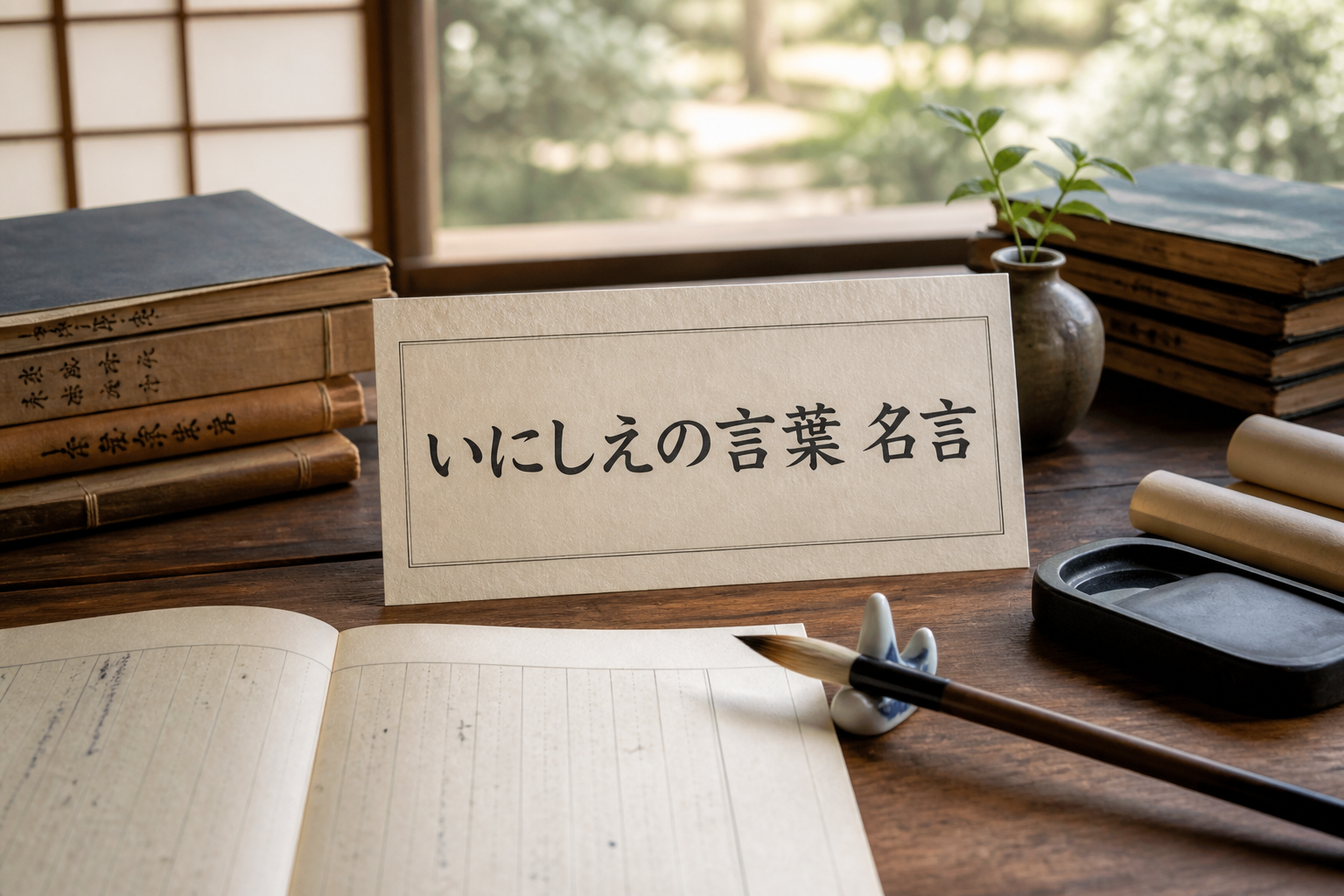 いにしえの言葉 名言を古典の本と筆で表したイメージ画像