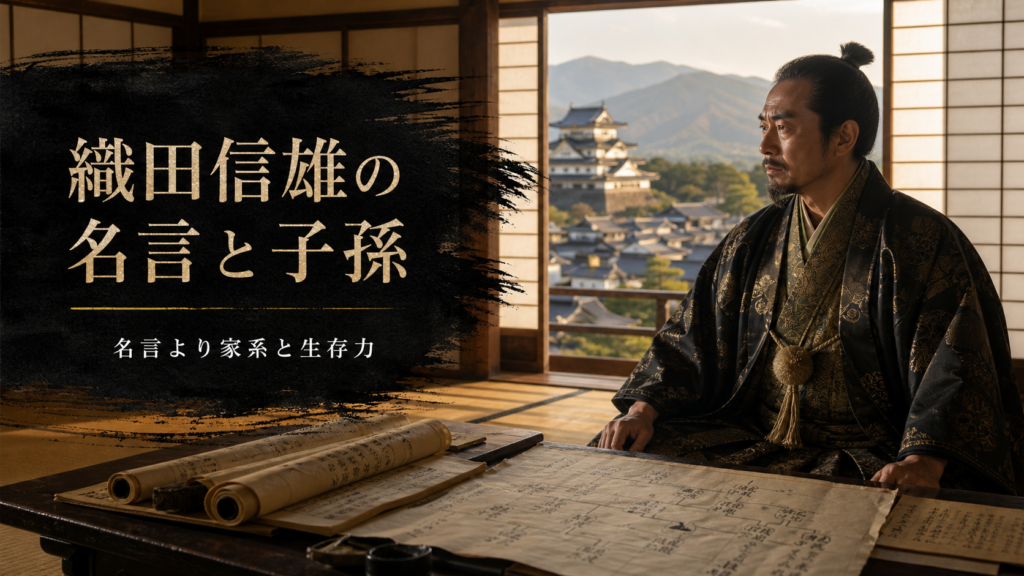 織田信雄の名言と子孫を家系図とともに確認するイメージ画像