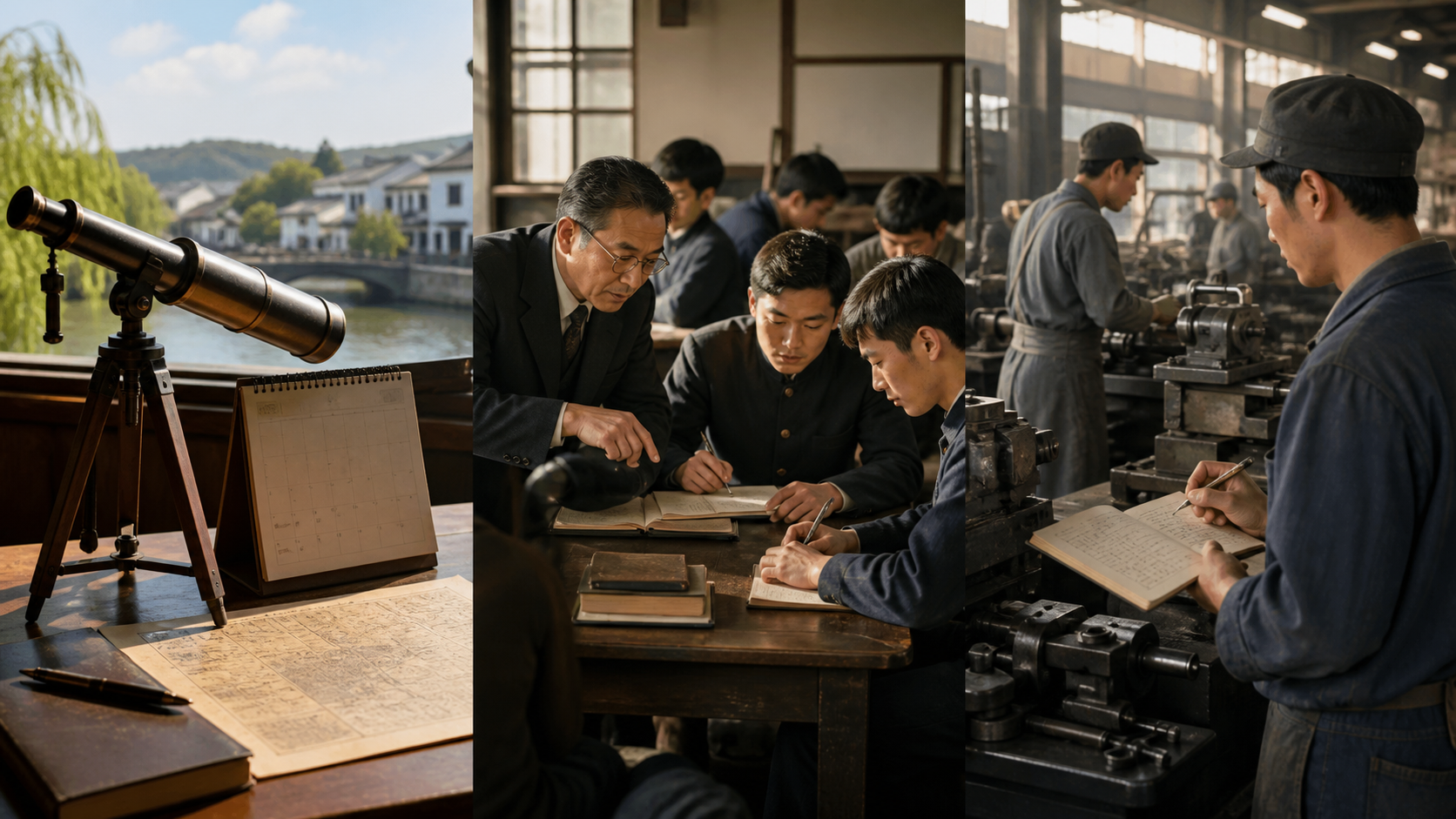 大原孫三郎の名言に共通する3つの考え方を表すイメージ画像
