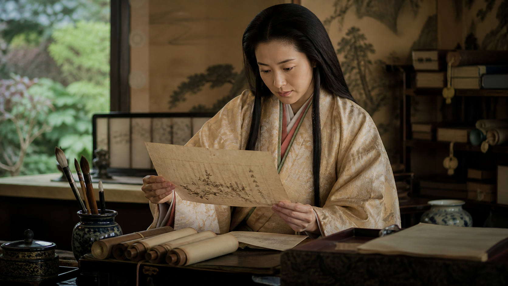 寧々の自筆書状を確認する場面のイメージ画像