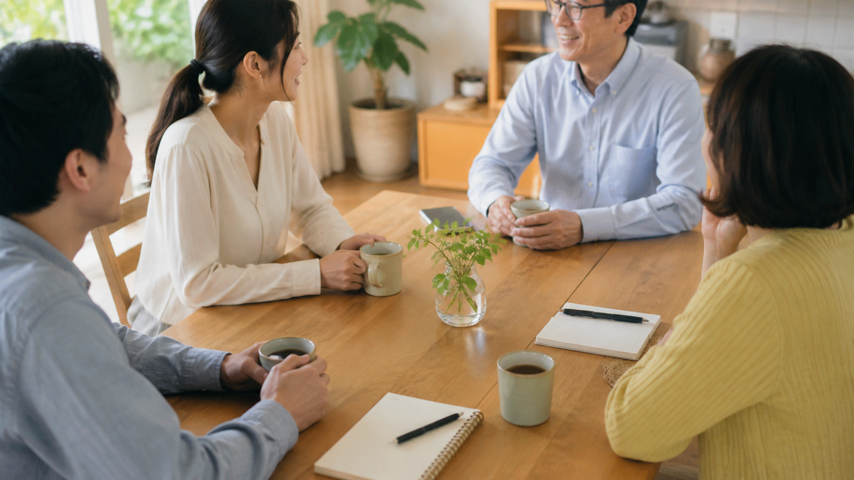 家族や友人と対等に話し合うイメージ画像