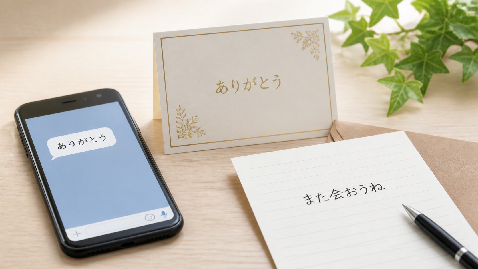 LINE風メッセージとカードと手紙のありがとう