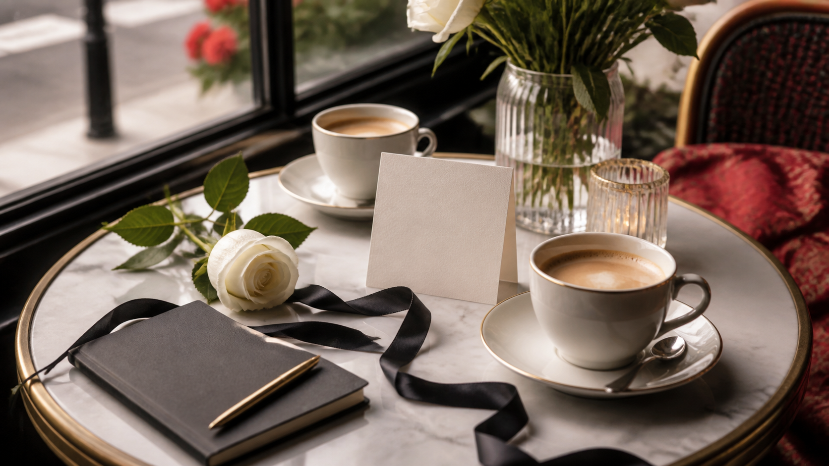 Diorの名言を恋愛や人生に生かす場面を連想させるカフェのイメージ画像