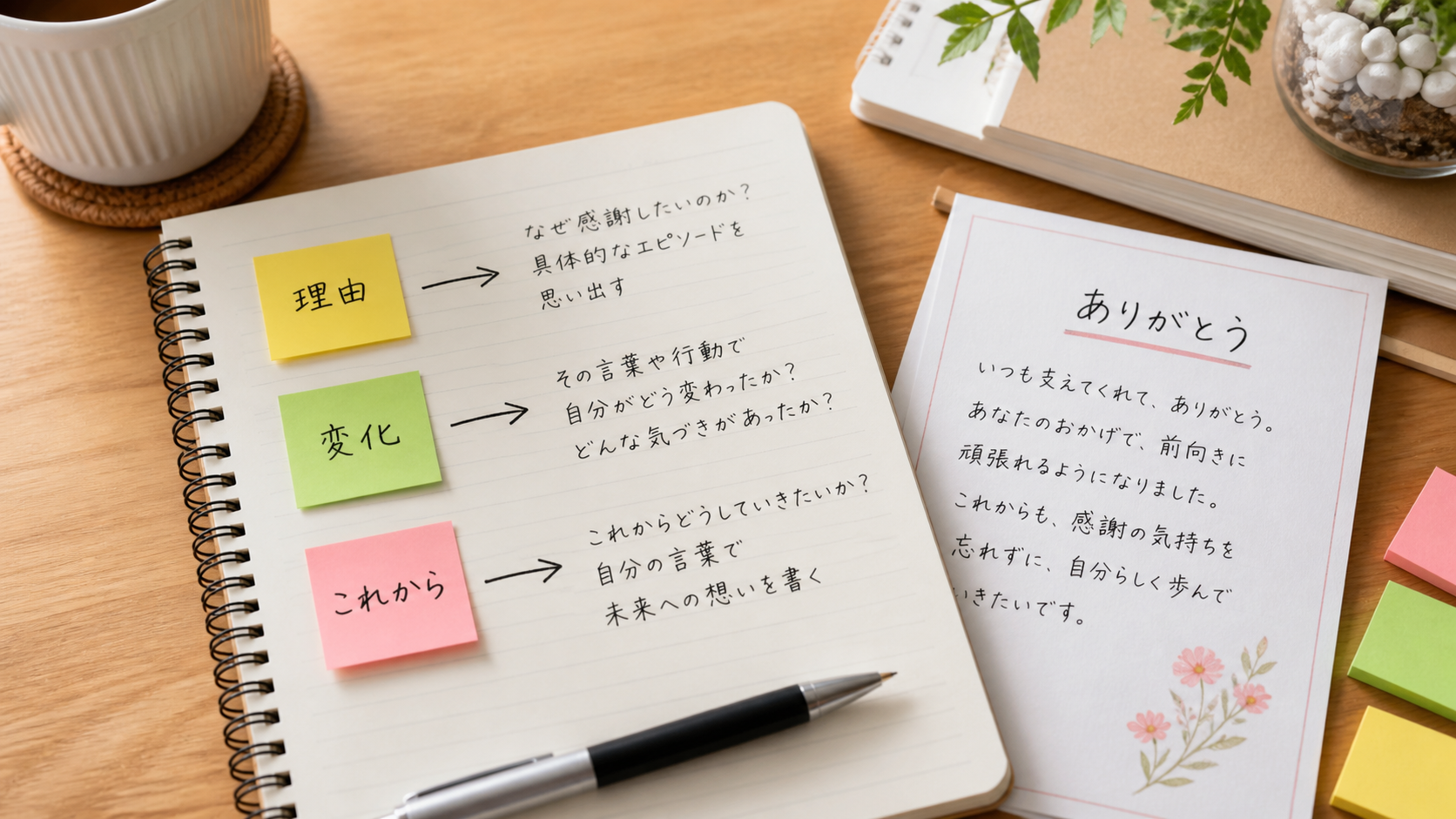 ありがとうを自分の言葉に変えるメモ