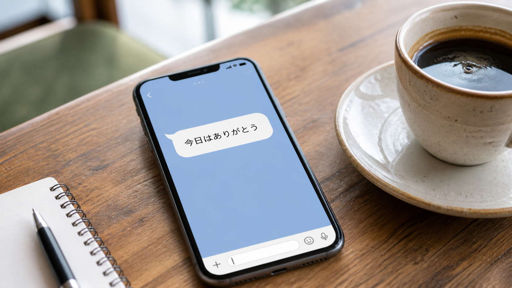 短いありがとうの言葉を送るスマホ画面