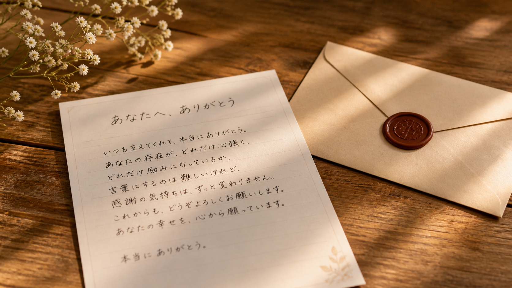あなたへありがとうと書いた手紙