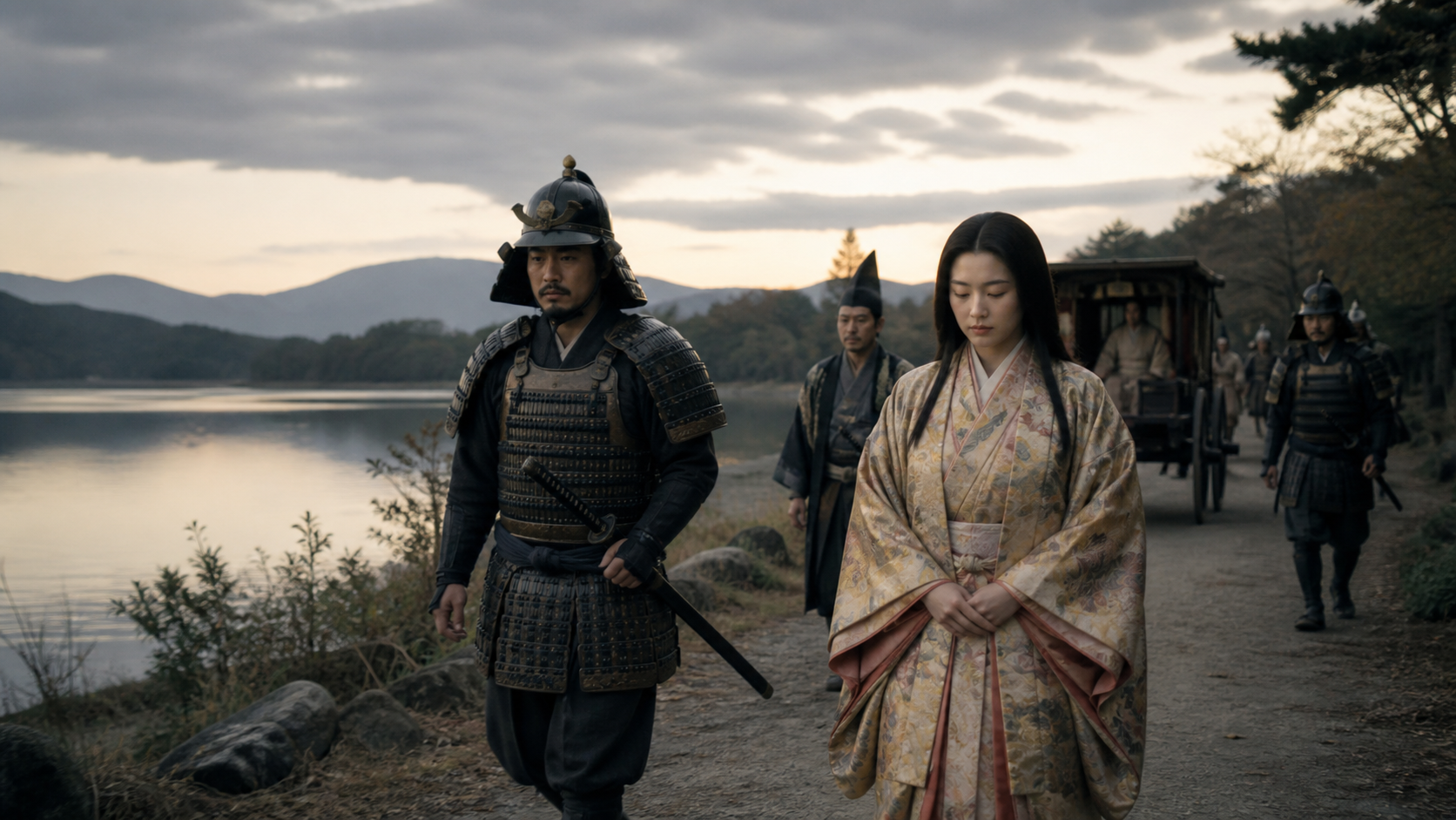 1579年の築山殿事件を表した湖畔のイメージ画像