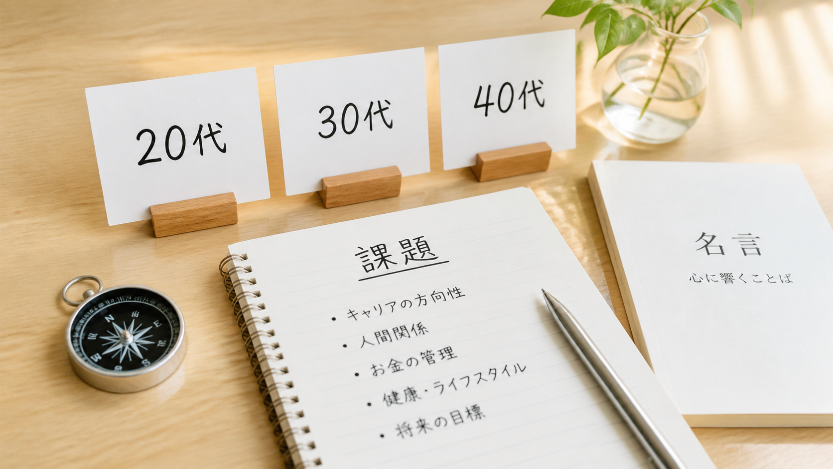 20代 30代 40代の名言を今の課題で選ぶイメージ画像