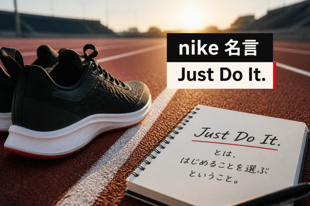 nike 名言とJust Do Itの意味を表すランニングシューズのイメージ画像