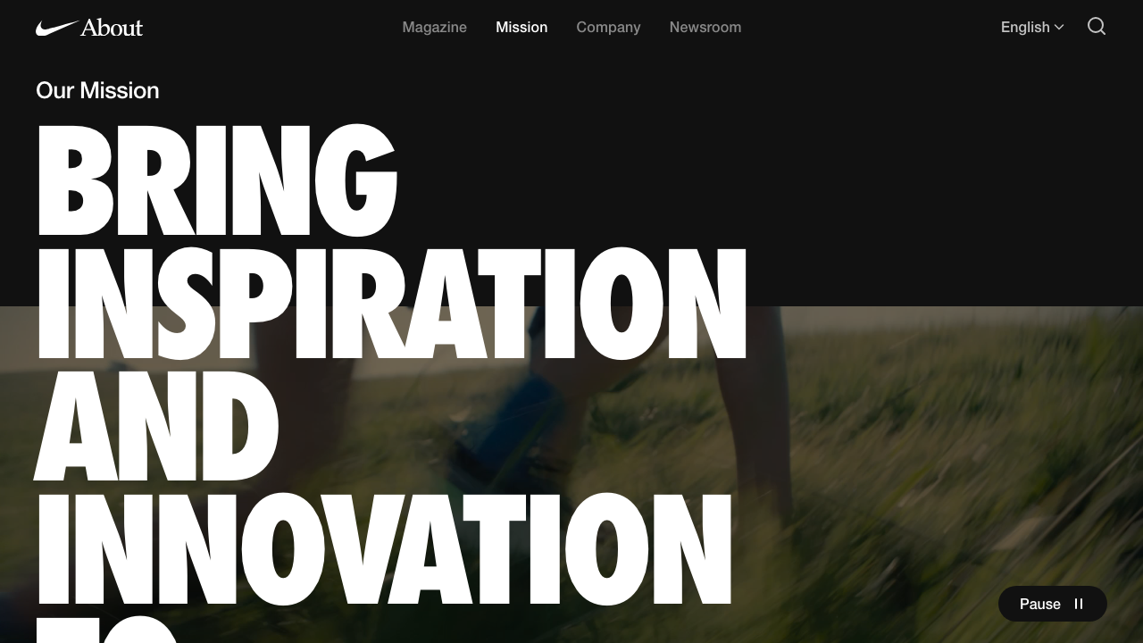 NIKE Inc公式サイトのミッションページ