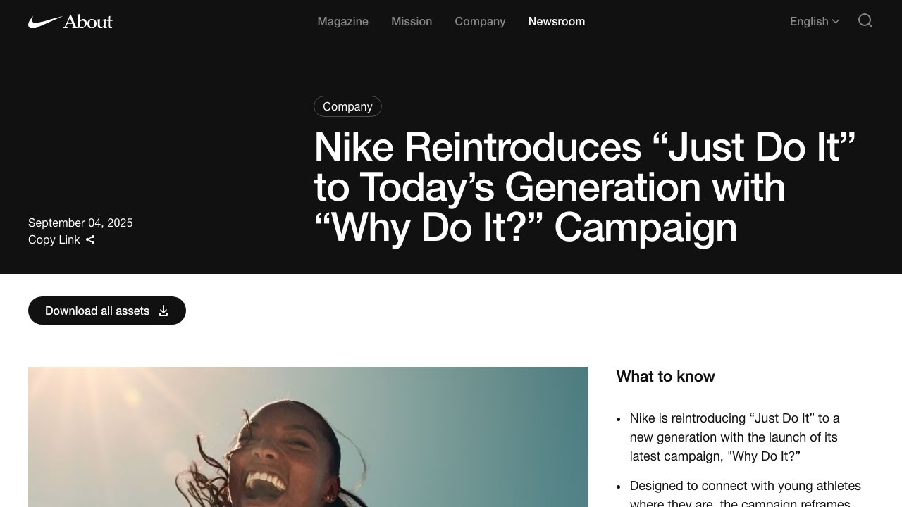 NIKE Inc公式サイトのWhy Do Itキャンペーンページ