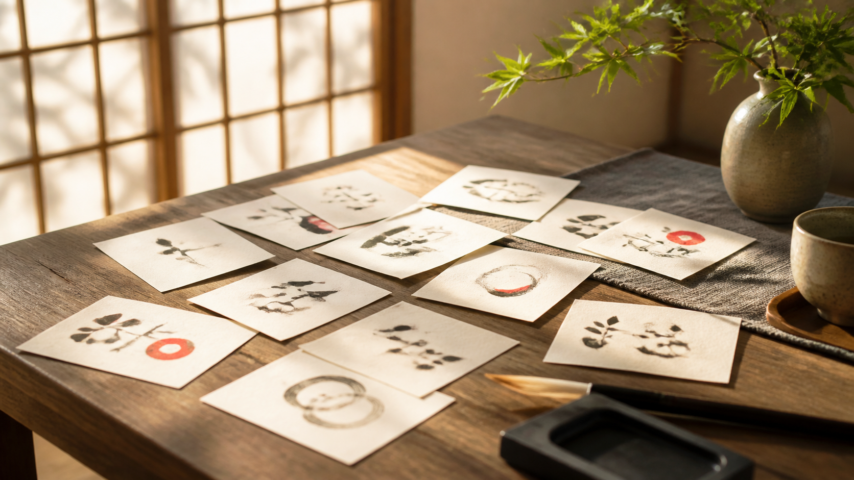 おかげさまの名言を読み比べる和紙カードのイメージ画像