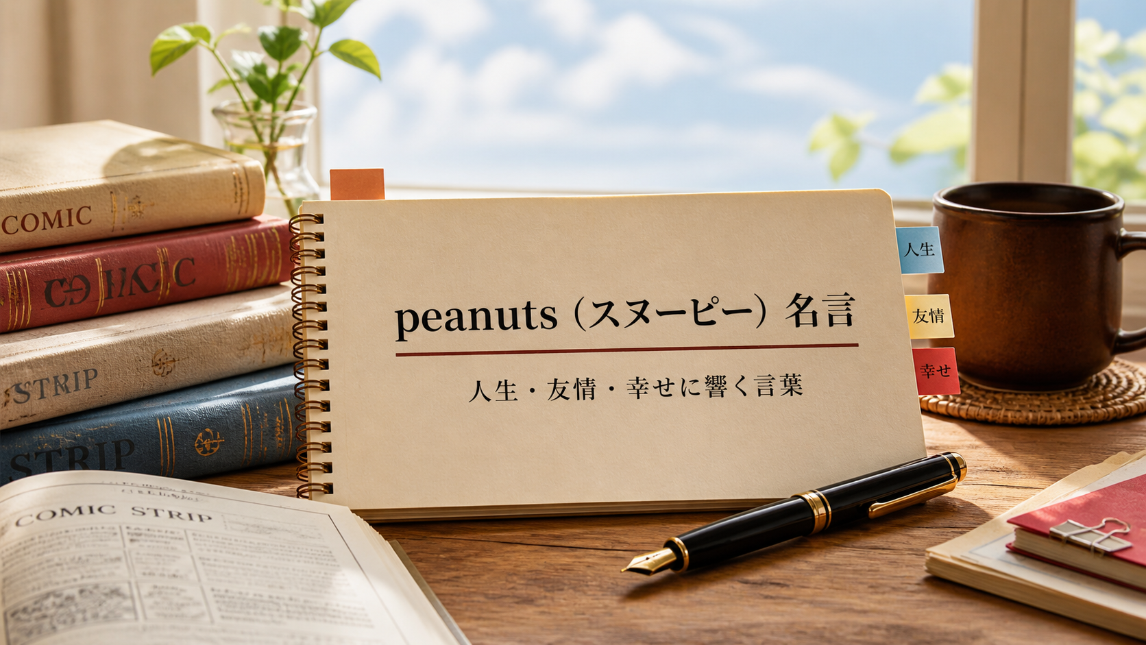 peanuts（スヌーピー）名言の結論がわかる読書机のイメージ画像