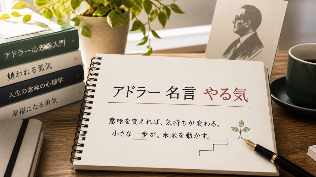 アドラーの名言でやる気を取り戻すための机上イメージ