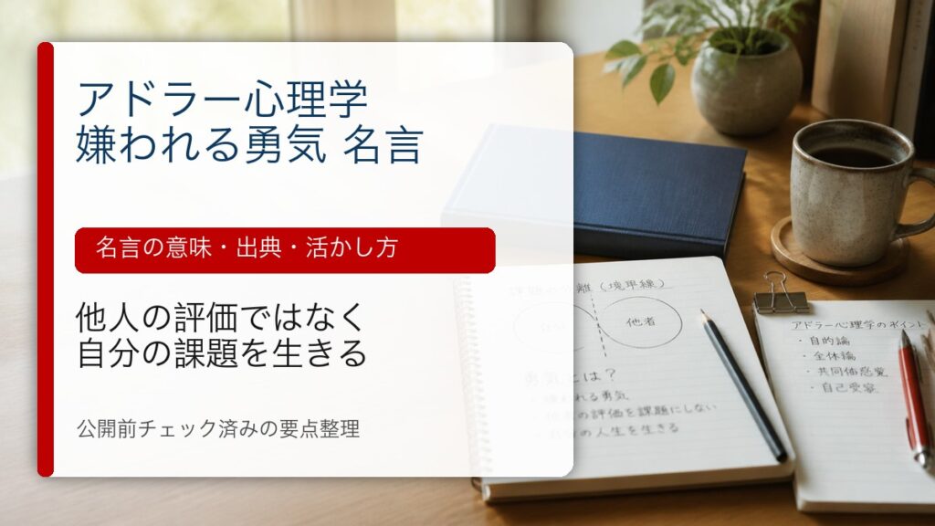 アドラー心理学と嫌われる勇気の名言を整理するアイキャッチ画像