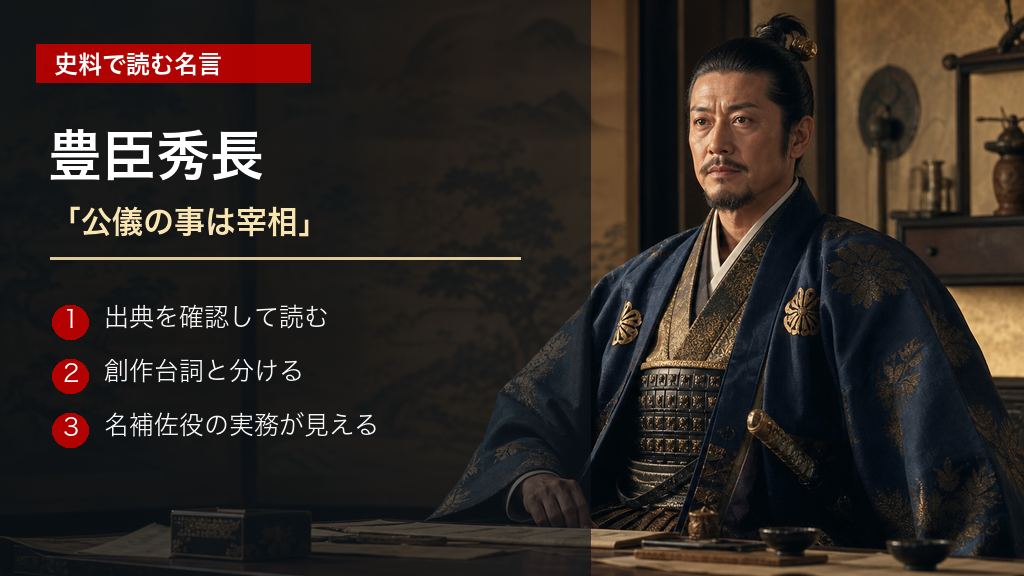 豊臣秀長の名言と公的な相談役を表すイメージ画像