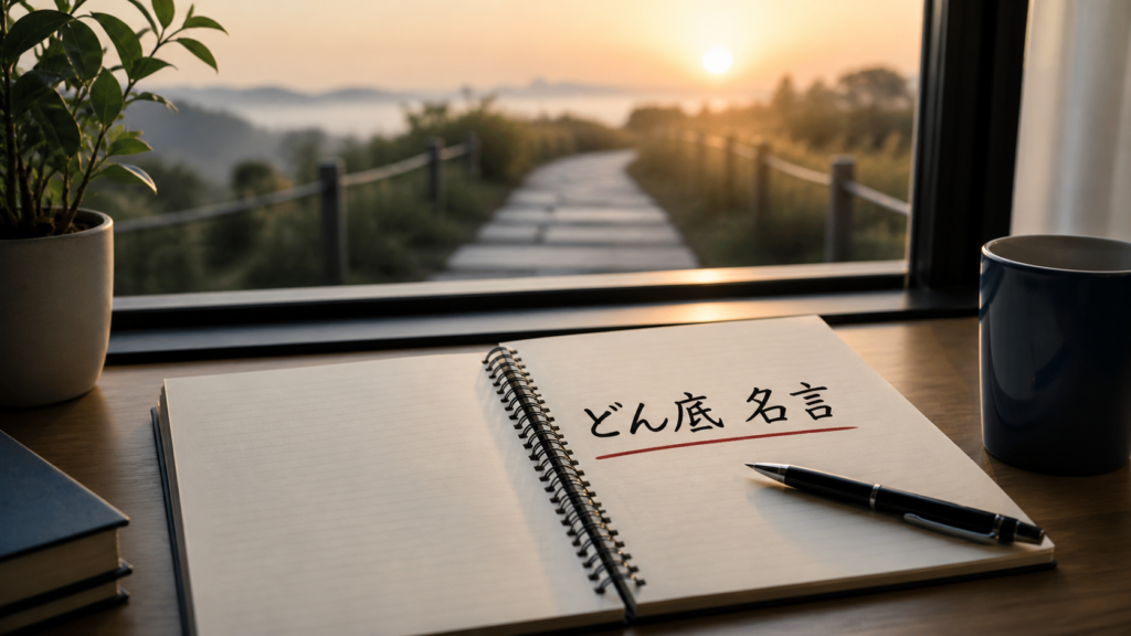 どん底のときに名言を読み一歩を選ぶノートのイメージ画像