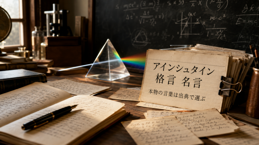 アインシュタインの格言名言と出典を示すイメージ画像