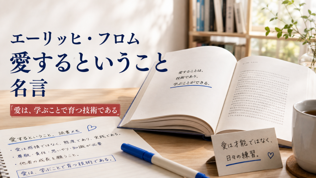 エーリッヒ・フロム『愛するということ』の名言を読書ノートで解説するイメージ画像