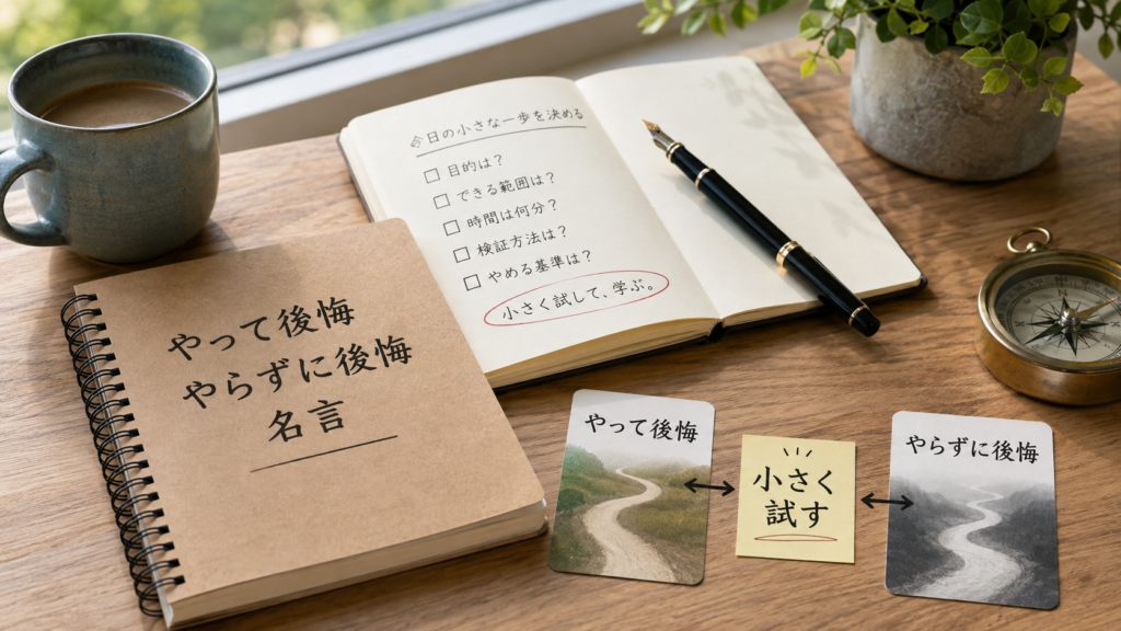 やって後悔とやらずに後悔を比較し小さく試す判断を示すイメージ画像