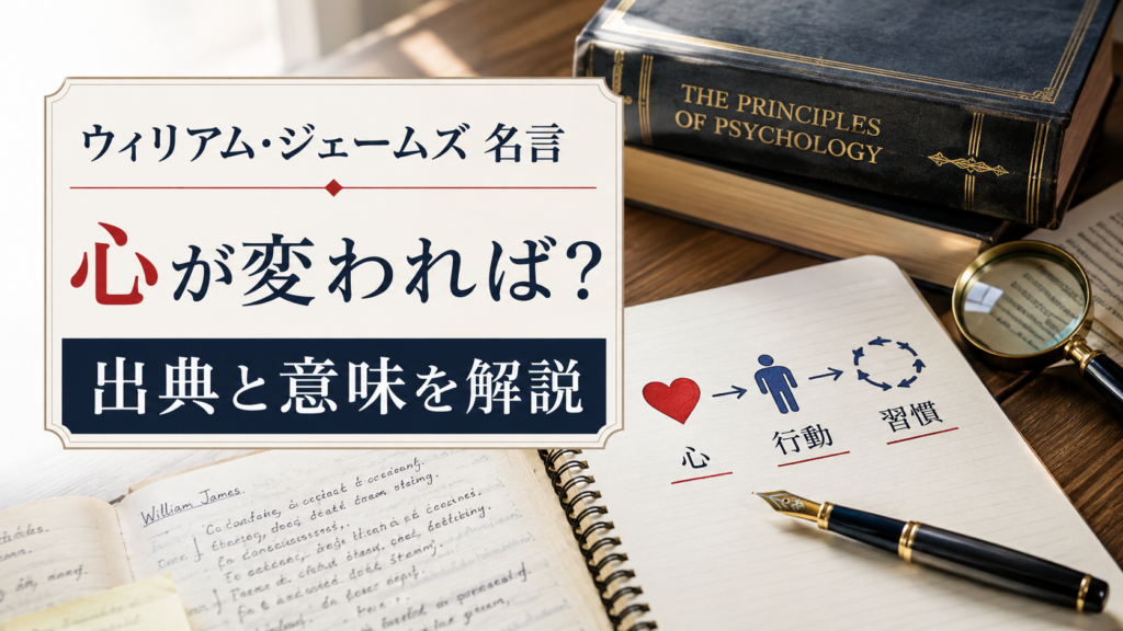 ウィリアム・ジェームズの名言と心が変わればの出典を解説するアイキャッチ画像