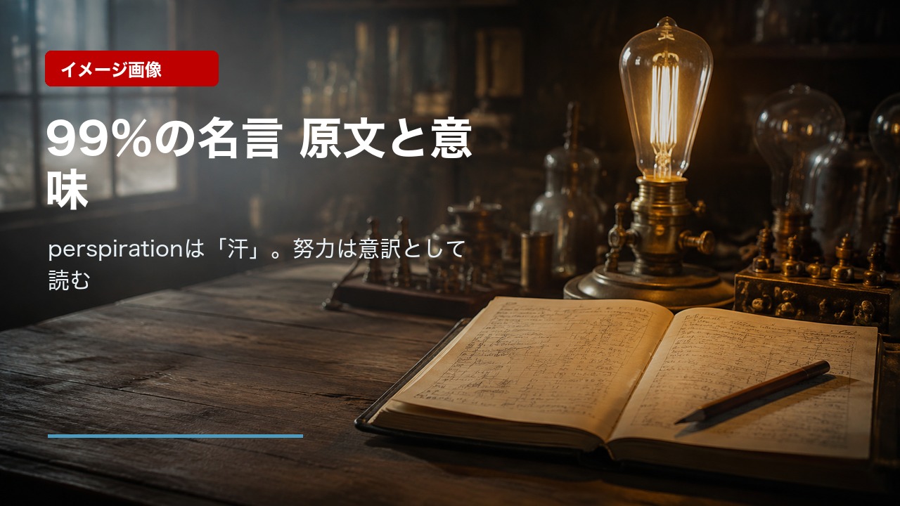 エジソンの99％の名言の原文と意味を表したイメージ画像