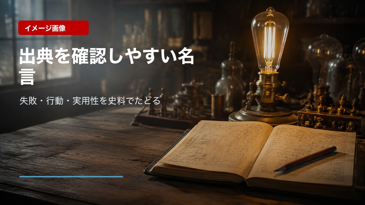 エジソンの出典を確認しやすい名言を表したイメージ画像