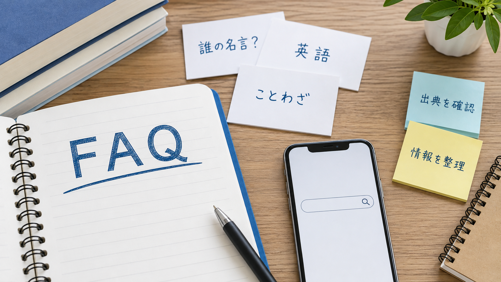 誰の名言か英語やことわざかをFAQとして整理するイメージ画像