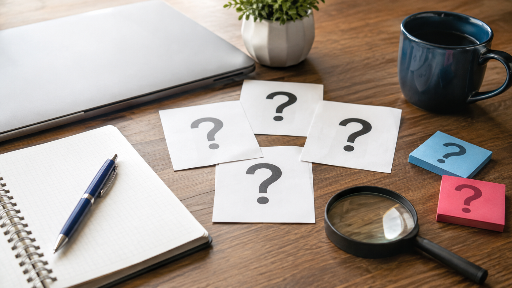 質問カードと資料で名言の疑問を確認するイメージ画像