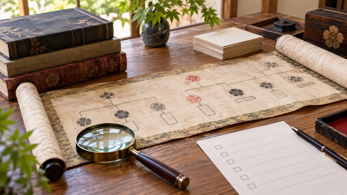 豊臣秀次の子孫を確認する資料整理のイメージ画像