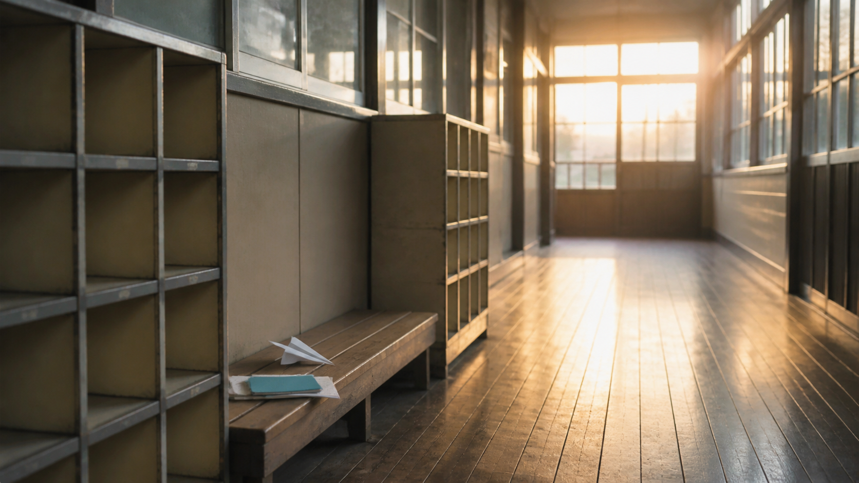 学校の廊下で友情と別れを読み解くイメージ画像