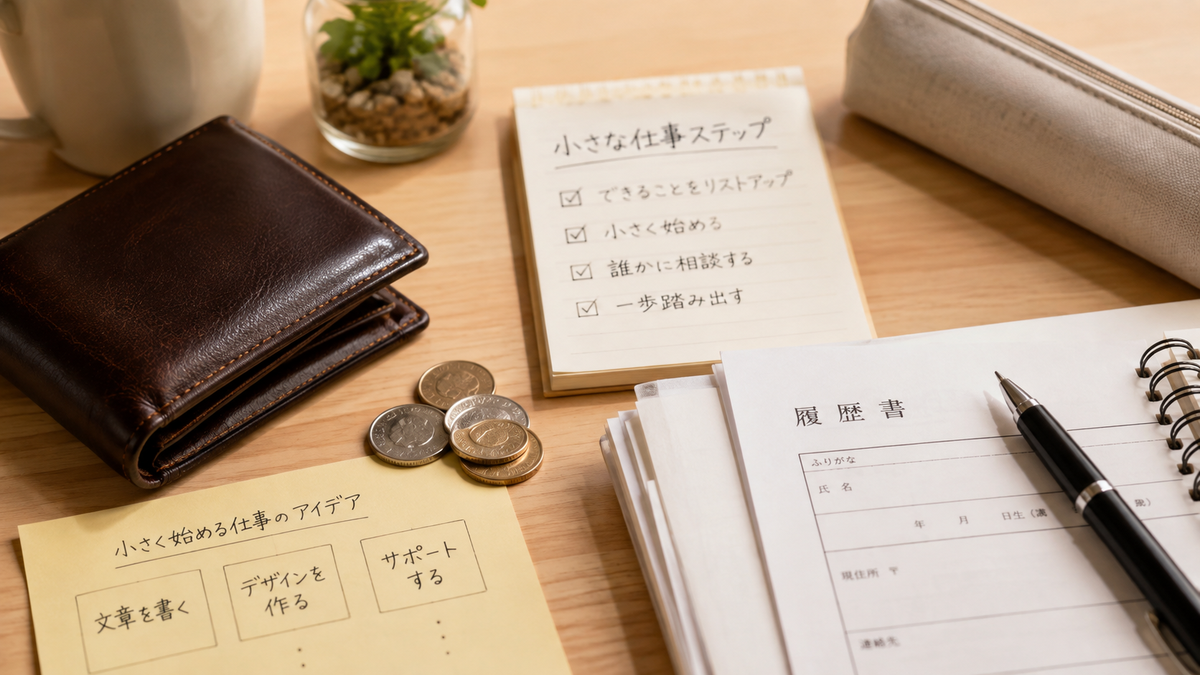 お金と仕事と小さな勇気について考えるイメージ画像