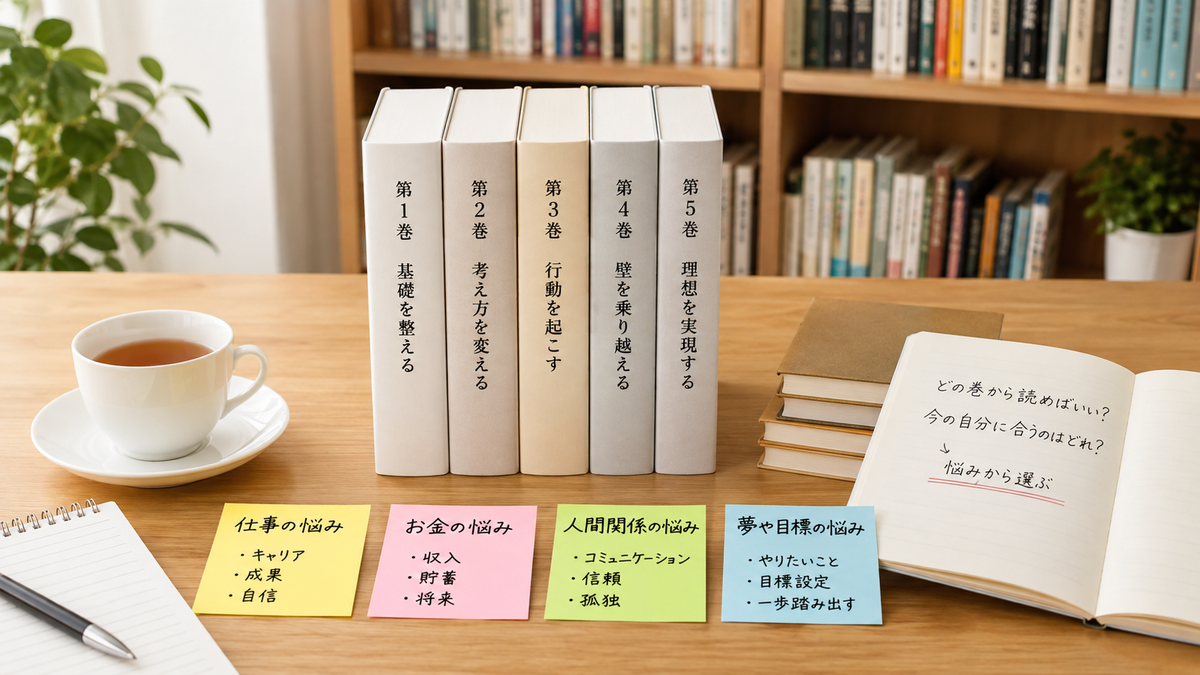 夢をかなえるゾウシリーズを悩み別に選ぶイメージ画像