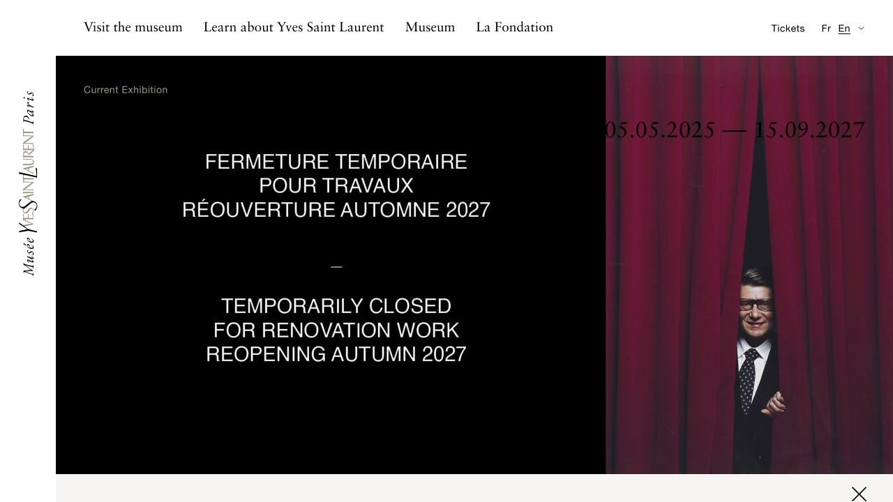 Musée Yves Saint Laurent Paris公式サイトの休館案内
