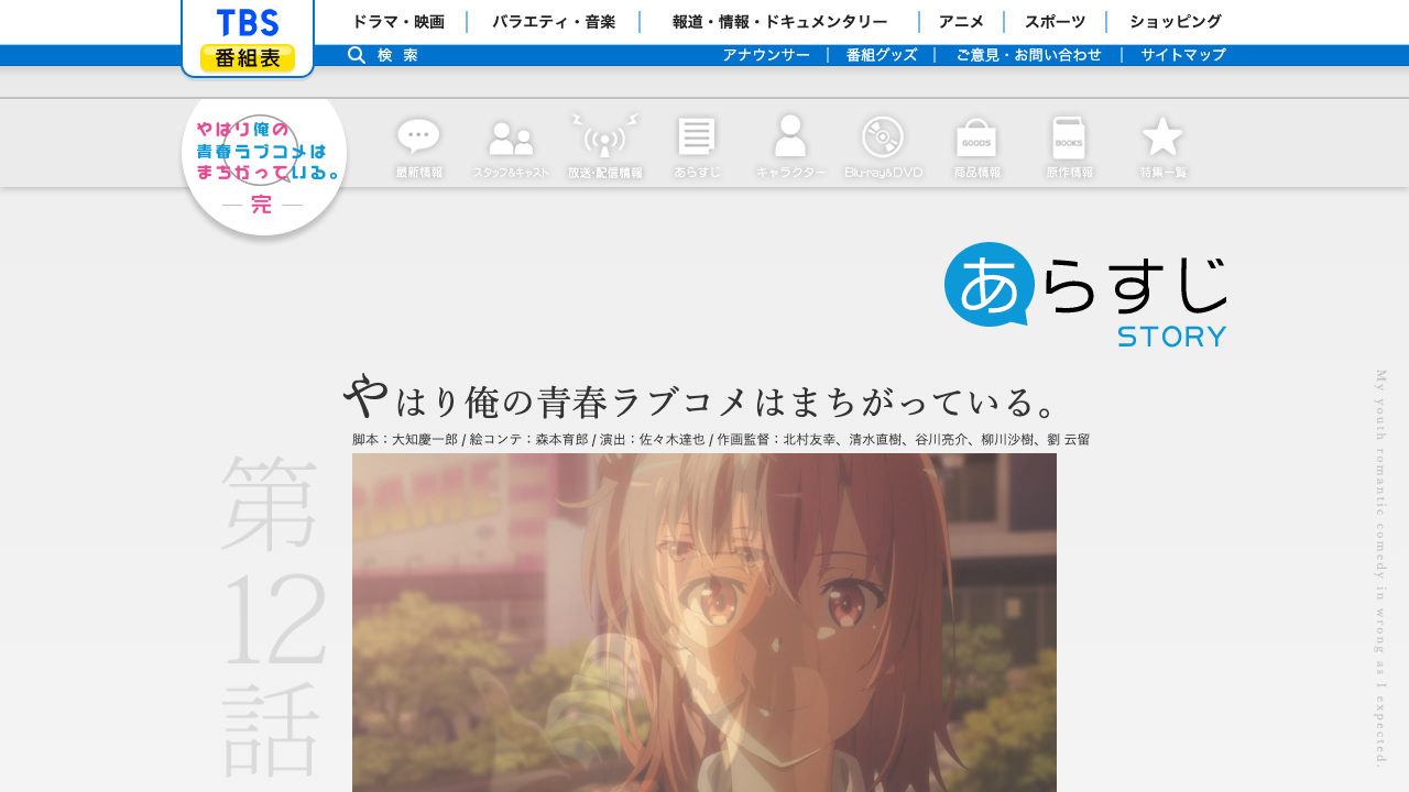 TBS公式サイトの俺ガイル完あらすじページ