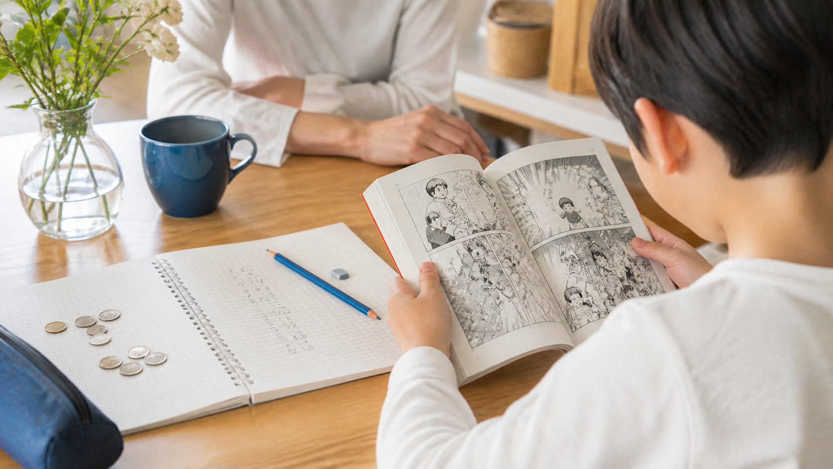 勉強する理由を親子で考える様子